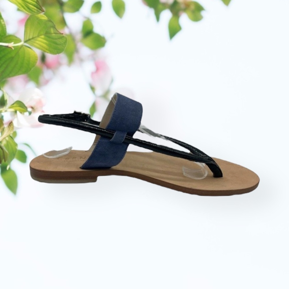 Cornetti Blue Suede Leather Sandals with Black Straps